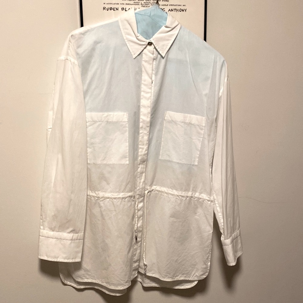 Helmut Lang White Button Down With Draw String - image 1